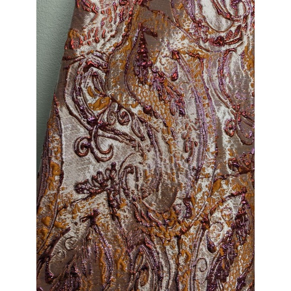 Solelia Cleo Golden Flame Metallic Paisley Brocade Dress XS Boho Luxe NWT - Picture 6 of 16